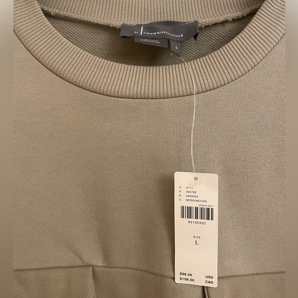NWT By Anthropologie Utility Pocket Pullover in Moss - Picture 8 of 8